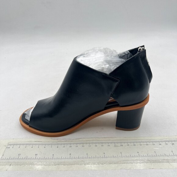 YDN Black Peep Toe Low Block Heels Back Zipper Sandal Ankle Boots Comfy Shoes - Picture 2 of 8